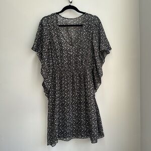 Madewell Eliot 100% Silk floral mini dress flutter sleeve